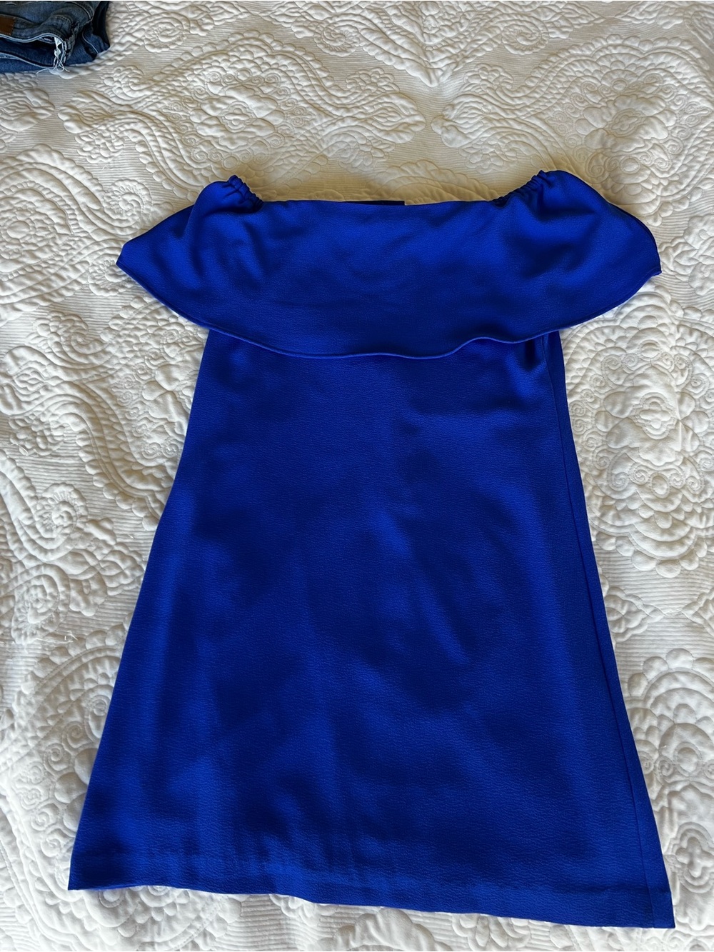 Charles Henry Royal Blue Off-Shoulder Party Dress for women